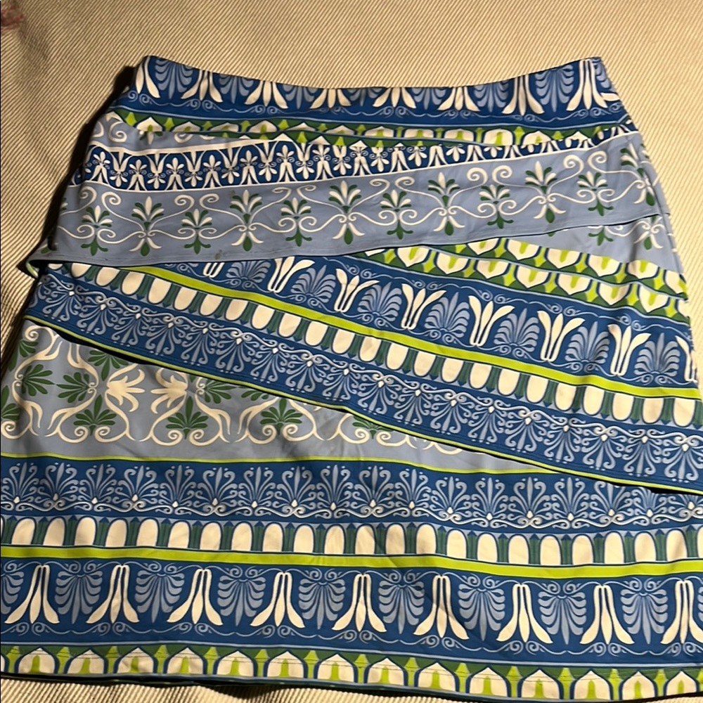 J. Mclaughlin Blue And Green Floral Skirt - image 4